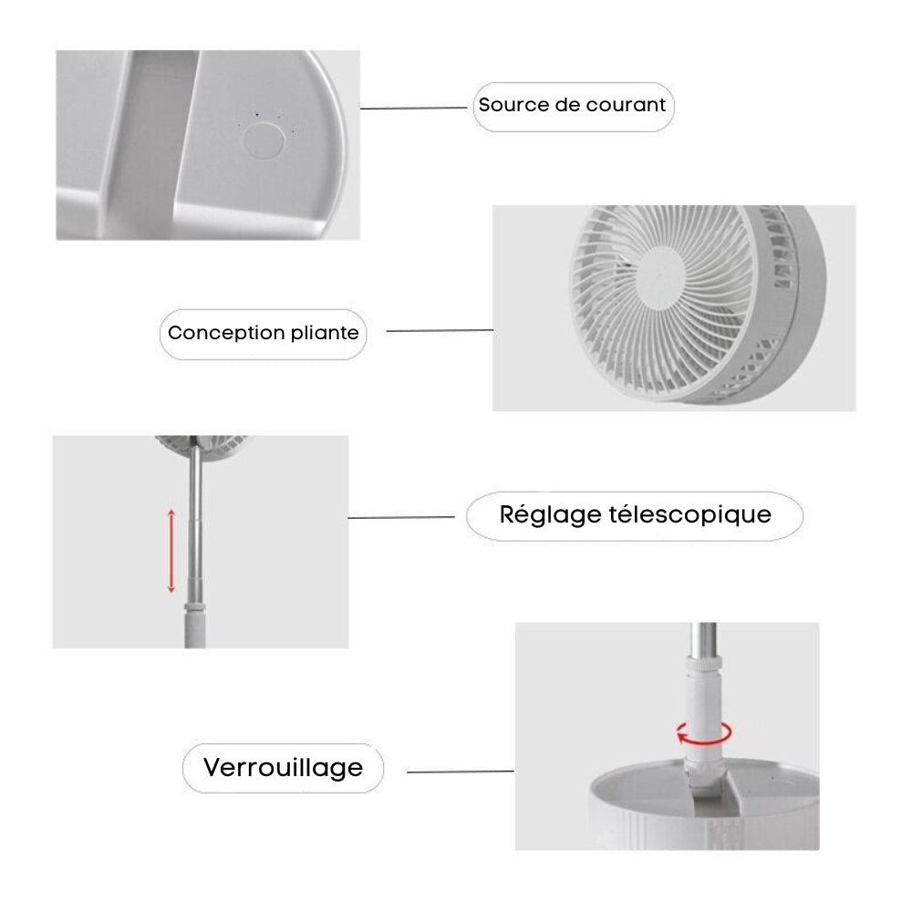 FoldAir - Ventilateur portable rétractable sans fil (