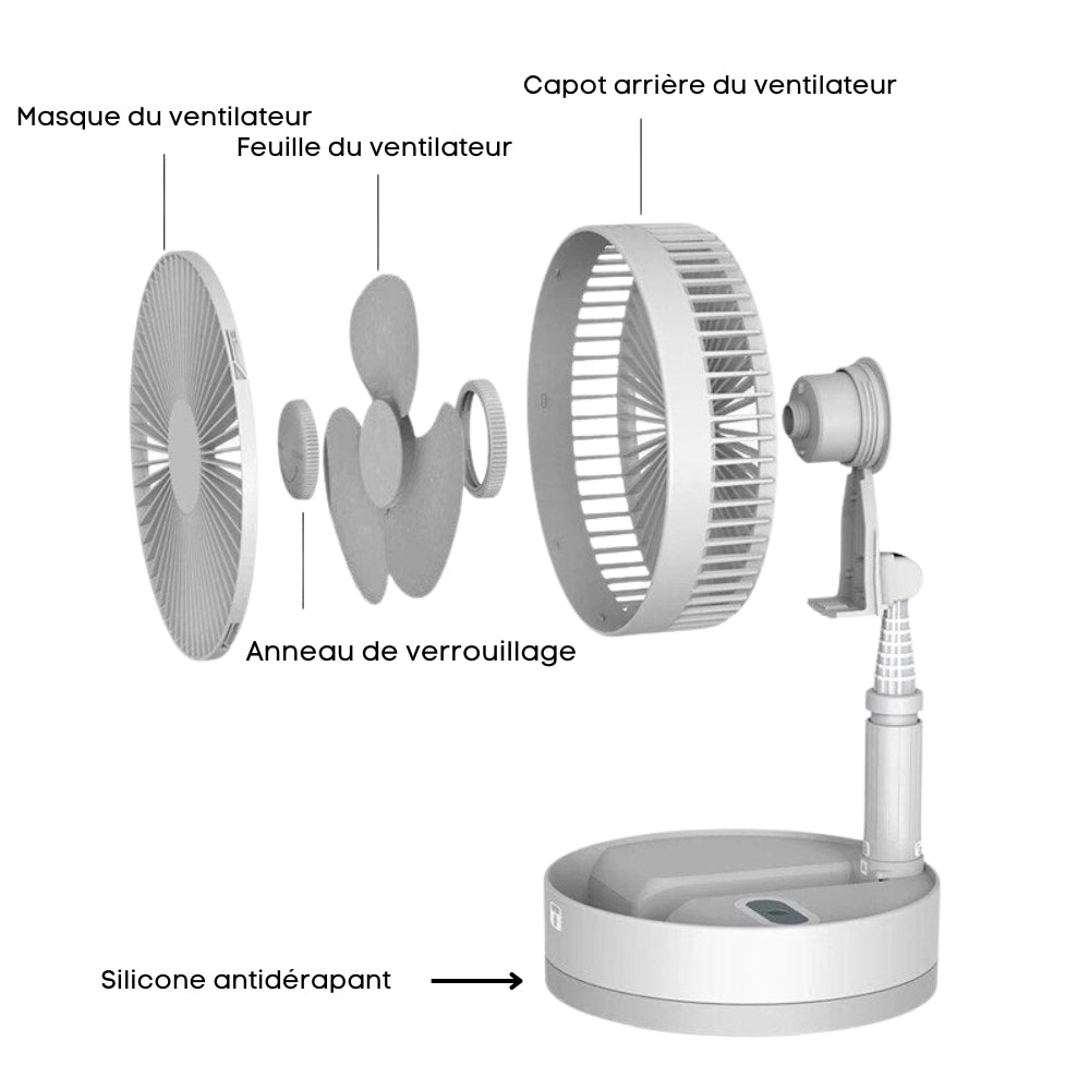 FoldAir - Ventilateur portable rétractable sans fil (